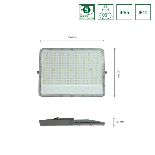 NOCTIS MAX LED-reflektor, 85°, IP65, 150 W, Hideg fehér, szürke