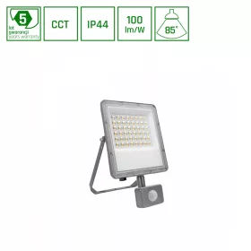   NOCTIS MAX CCT FLOODLIGHT 50W CCT 230V IP44 265x171x53mm GREY PIR SENSOR 5Y WARRANTY