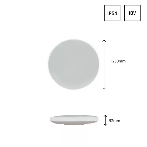 NYMPHEA 230V 18W IP54 IK04 115° Körpanel fekete/fehér gyűrűvel WW