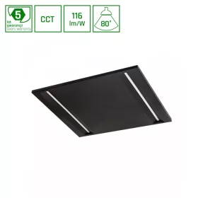   ALGINE LINE PANEL 40W 3CCT 230V 80DEG IP20 600x600x15MM BLACK UGR<16  5Y WARRANTY