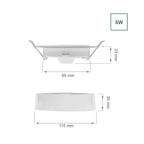 ALGINE 2IN1 SURFACE-RECESSED DOWNLIGHT 6W 560LM WW 230V IP20 ROUND