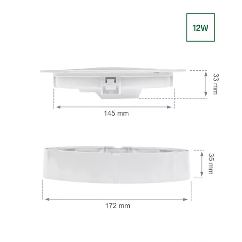ALGINE 2IN1 SURFACE-RECESSED DOWNLIGHT 12W 1160LM WW 230V IP20 ROUND