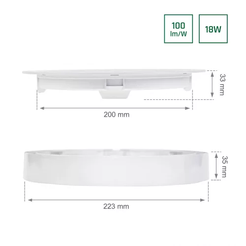 ALGINE 2IN1 SURFACE-RECESSED DOWNLIGHT 18W 1820LM WW 230V IP20 ROUND