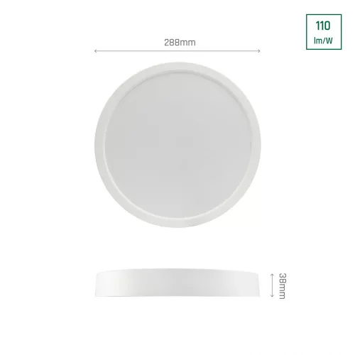 ALGINE DOWNLIGHT 24W 230V 120° IP20 IK06 288x38mm NW kerek fehér