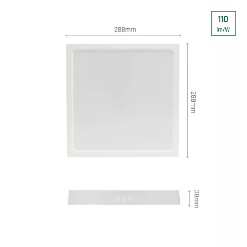 ALGINE SURFACE DOWNLIGHT 24W NW 230V 120st IP20  IK06 288x288x38mm white square
