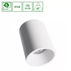   ORBITO SURFACE 10W WW 230V 40DEG IP44 UGR<19 RA90 FI75X100MM WHITE ROUND 5Y
