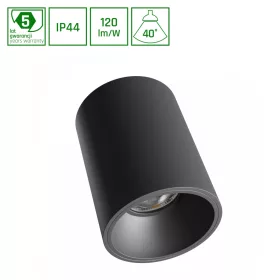   ORBITO SURFACE 10W NW 230V 40DEG IP44 UGR<19 RA90 FI75X100MM BLACK ROUND 5Y