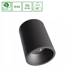   ORBITO SURFACE 10W NW 230V 40DEG IP44 UGR<19 RA90 FI75X100MM BLACK ROUND 5Y
