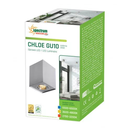 [OUTLET] CHLOE GU10 IP20 négyszögletes ezüst állítható