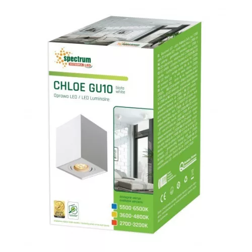 [OUTLET] CHLOE GU10 IP20 négyszögletes fehér állítható