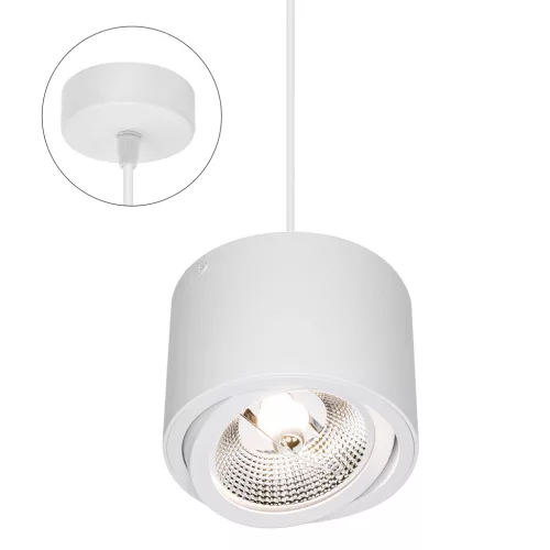 CHLOE AR111 GU10 IP20 ROUND WHITE, ADJUSTABLE ROUND BASE SUSPENDED