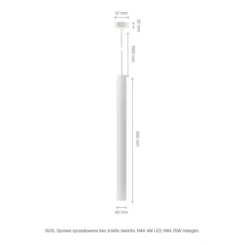 [OUTLET] CHLOE SLIM MR11 250V IP20 40x500 mm +1 méter kábel állítható szórásszög fehér