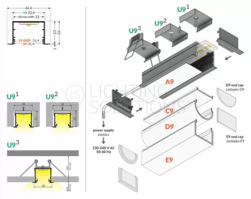 [OUTLET] TOPMET LED profil VARIO30-07 ACDE-9/U9 2000 mm eloxált