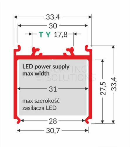 TOPMET LED-profil  VARIO-08 2000 mm eloxált fekete