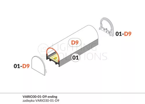 TOPMET végzáró VARIO30-01-D9 opál - kiszerelés (1 pár)