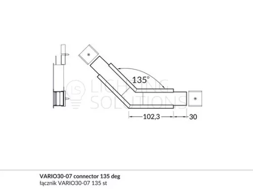 TOPMET Sarokidom VARIO30-07 135° eloxált fekete