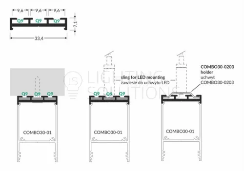 TOPMET LED-profil COMBO30-02 Q9 1000 mm fehér