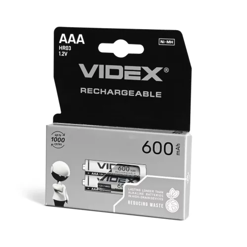 Ni-MH Rechargeable battery VIDEX HR03 600mAh 2pcs BLISTER