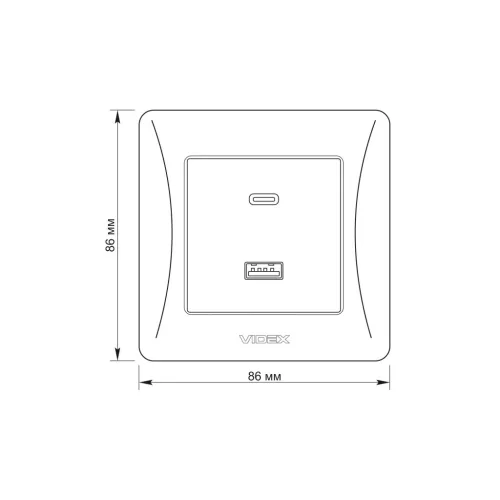 Socket USB-A + USB-C PD20W black graphite VIDEX BINERA