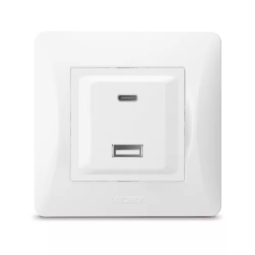 Socket USB-A + USB-C PD20W white VIDEX BINERA