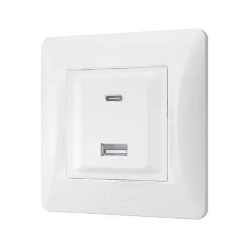 Socket USB-A + USB-C PD20W white VIDEX BINERA