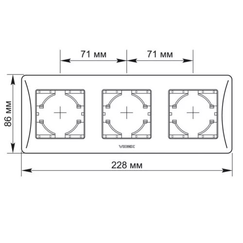 Frame 3 gang horizontal white VIDEX BINERA