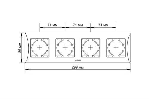 Frame 4 gang horizontal white VIDEX BINERA