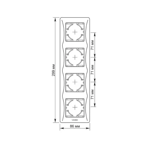 Frame 4 gang vertical black graphite VIDEX BINERA
