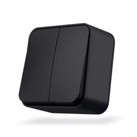   Surface-mounted switch 2 gang 1 way IP20 mate black VIDEX BINERA