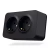 Surface-mounted double Schuko socket IP20 mate black VIDEX BINERA
