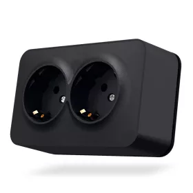   Surface-mounted double Schuko socket IP20 mate black VIDEX BINERA