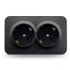 Surface-mounted double Schuko socket IP20 mate black VIDEX BINERA