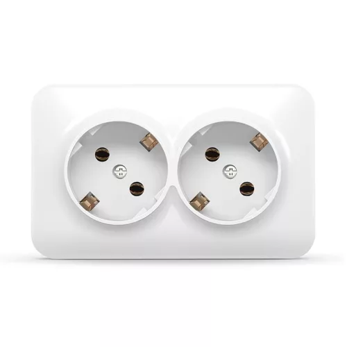 Surface-mounted double Schuko socket IP20 white VIDEX BINERA