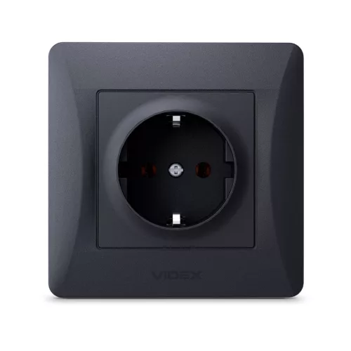 Single schuko socket black graphite VIDEX BINERA