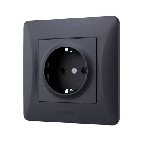 Single schuko socket black graphite VIDEX BINERA