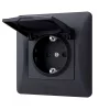 Single schuko socket with cover black graphite VIDEX BINERA