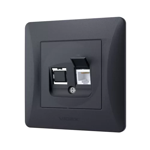 CAT6 socket single computer black graphite VIDEX BINERA