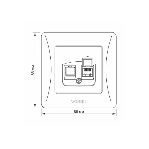 CAT6 socket single computer black graphite VIDEX BINERA