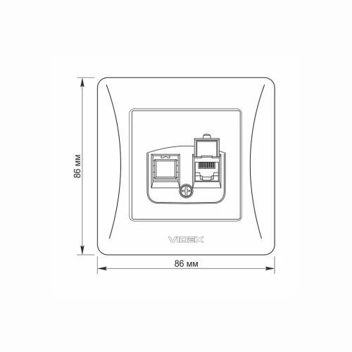 CAT6 socket single computer white VIDEX BINERA