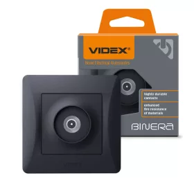 TV socket single black graphite VIDEX BINERA