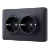 Double schuko socket black graphite VIDEX BINERA