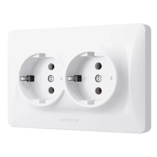 Double schuko socket white VIDEX BINERA