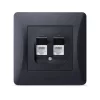 CAT6+CAT6 socket computer double black graphite VIDEX BINERA
