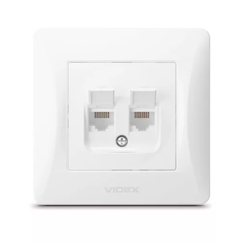CAT6+CAT6 socket computer double white VIDEX BINERA