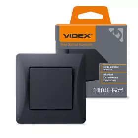 Switch 1 gang intermediate black graphite VIDEX BINERA