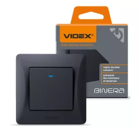 Switch 1 gang with LED backlight black graphite VIDEX BINERA