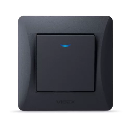 Switch 1 gang with LED backlight black graphite VIDEX BINERA