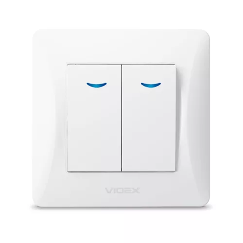 Switch 2 gang with LED backlight white VIDEX BINERA