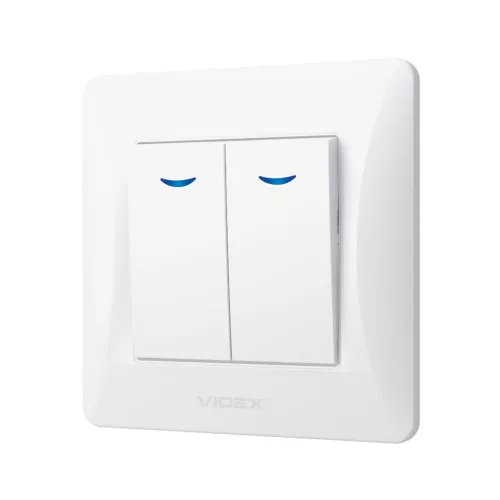 Switch 2 gang with LED backlight white VIDEX BINERA