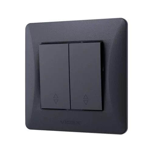 Switch 2 gang pass black graphite VIDEX BINERA